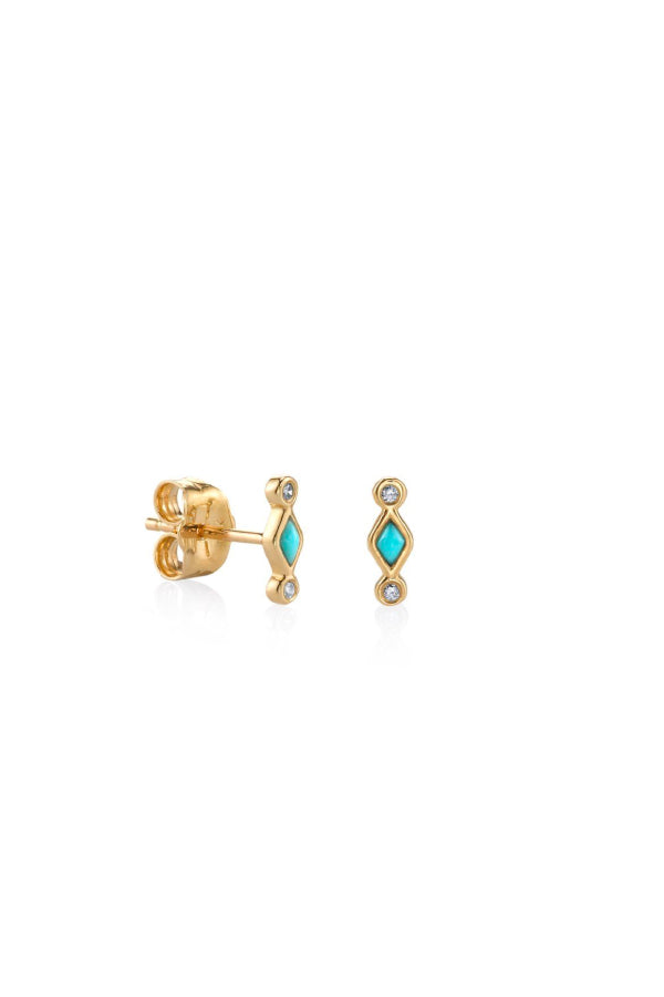 Sydney Evan Turquoise Diamond Bezel Studs (4958795399303)