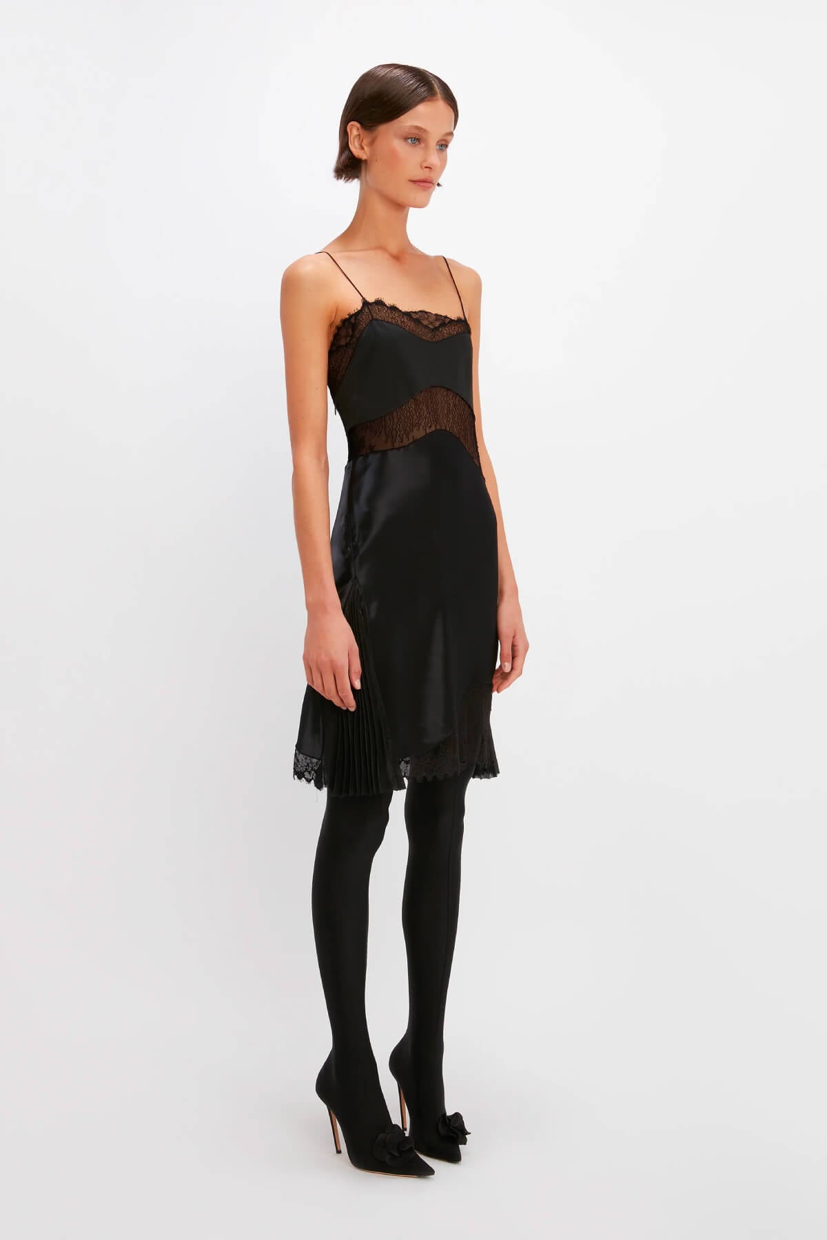 Victoria Beckham Lace Detail Cami Mini Dress - Black