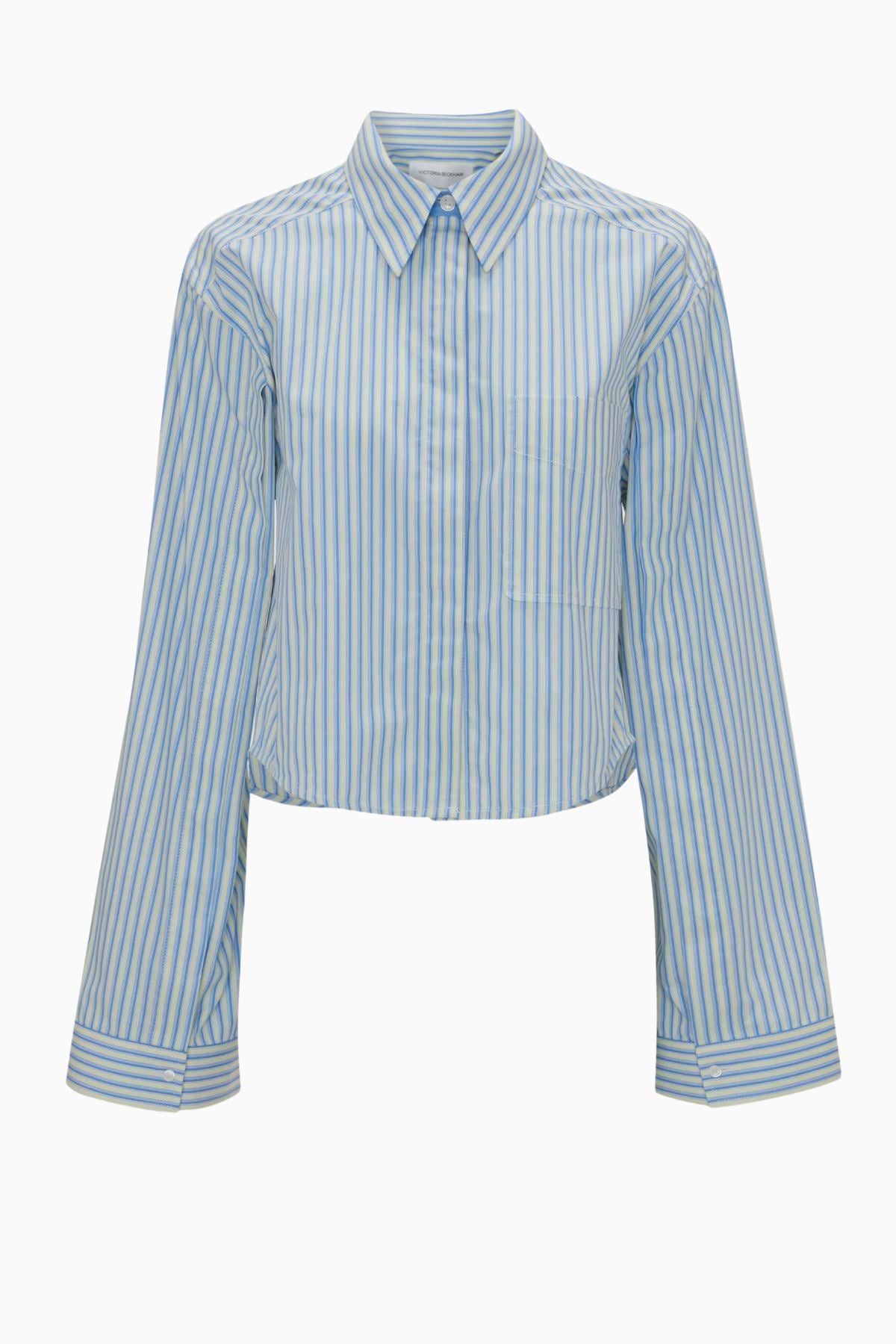 Victoria Beckham Button Sleeve Cropped Shirt - Chamomile/ Oxford