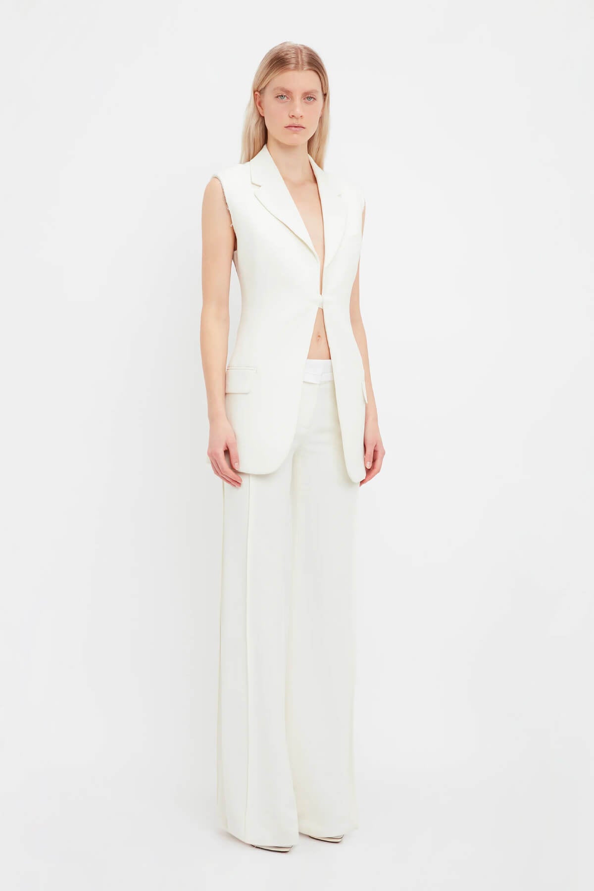 Victoria Beckham Sleeveless Jacket Vest - Off White