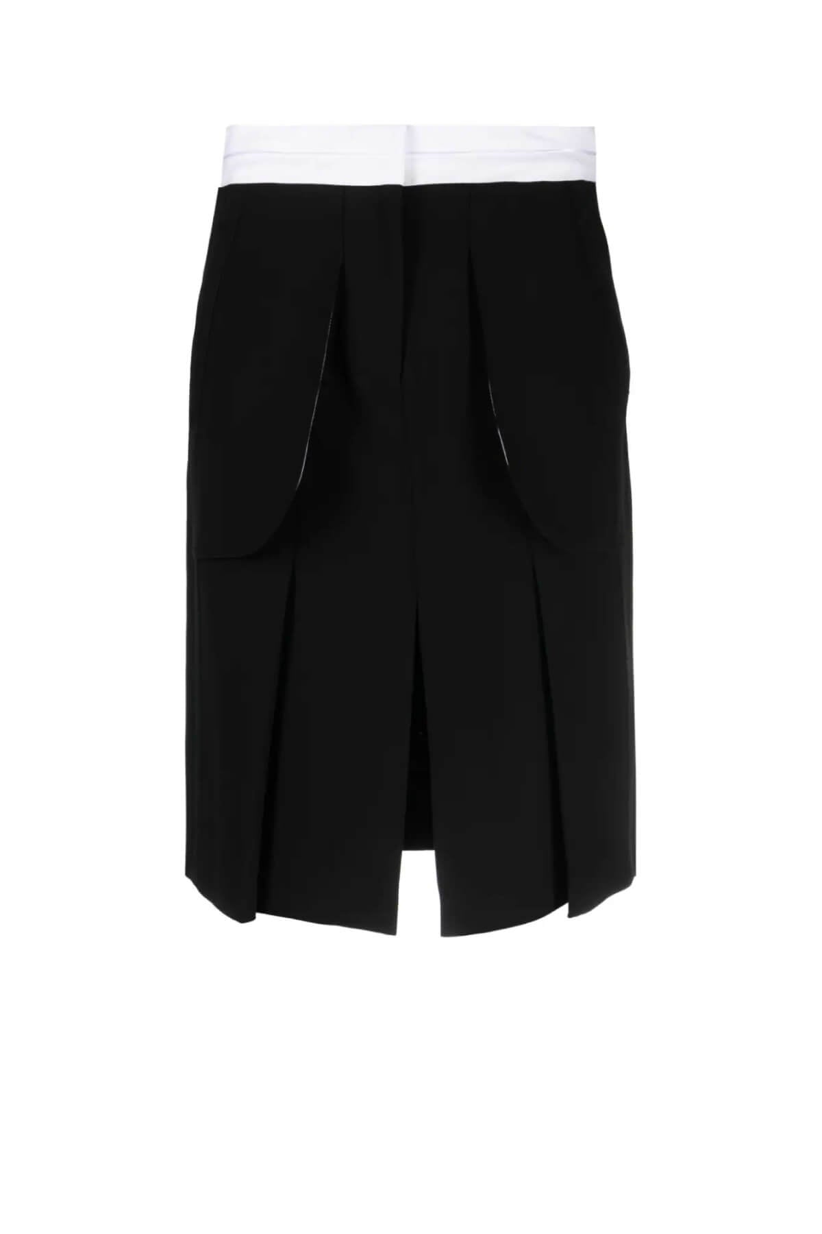 Victoria Beckham Textured Wool Tailored Inside Out Skirt - Black