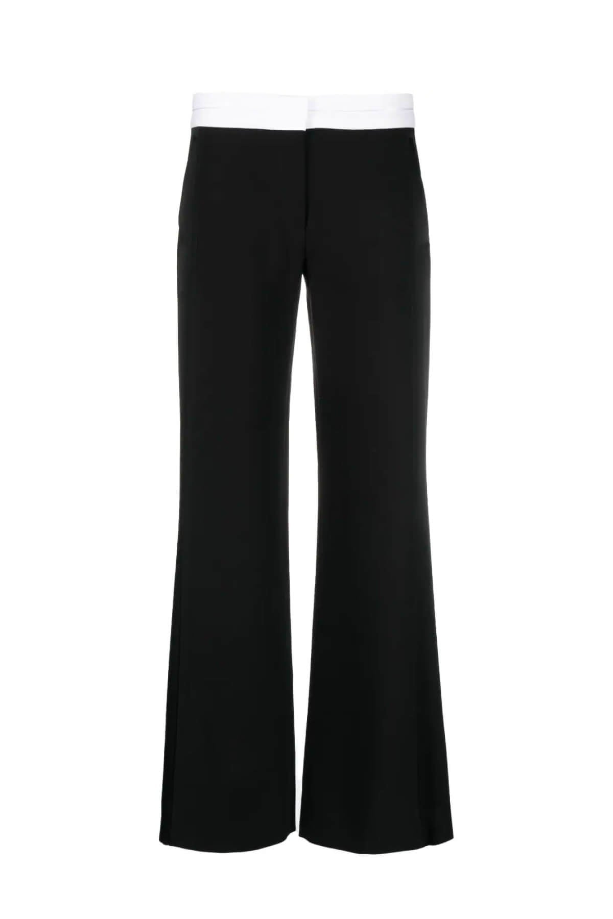 Victoria Beckham Textured Wool Side Panel Trousers - Black