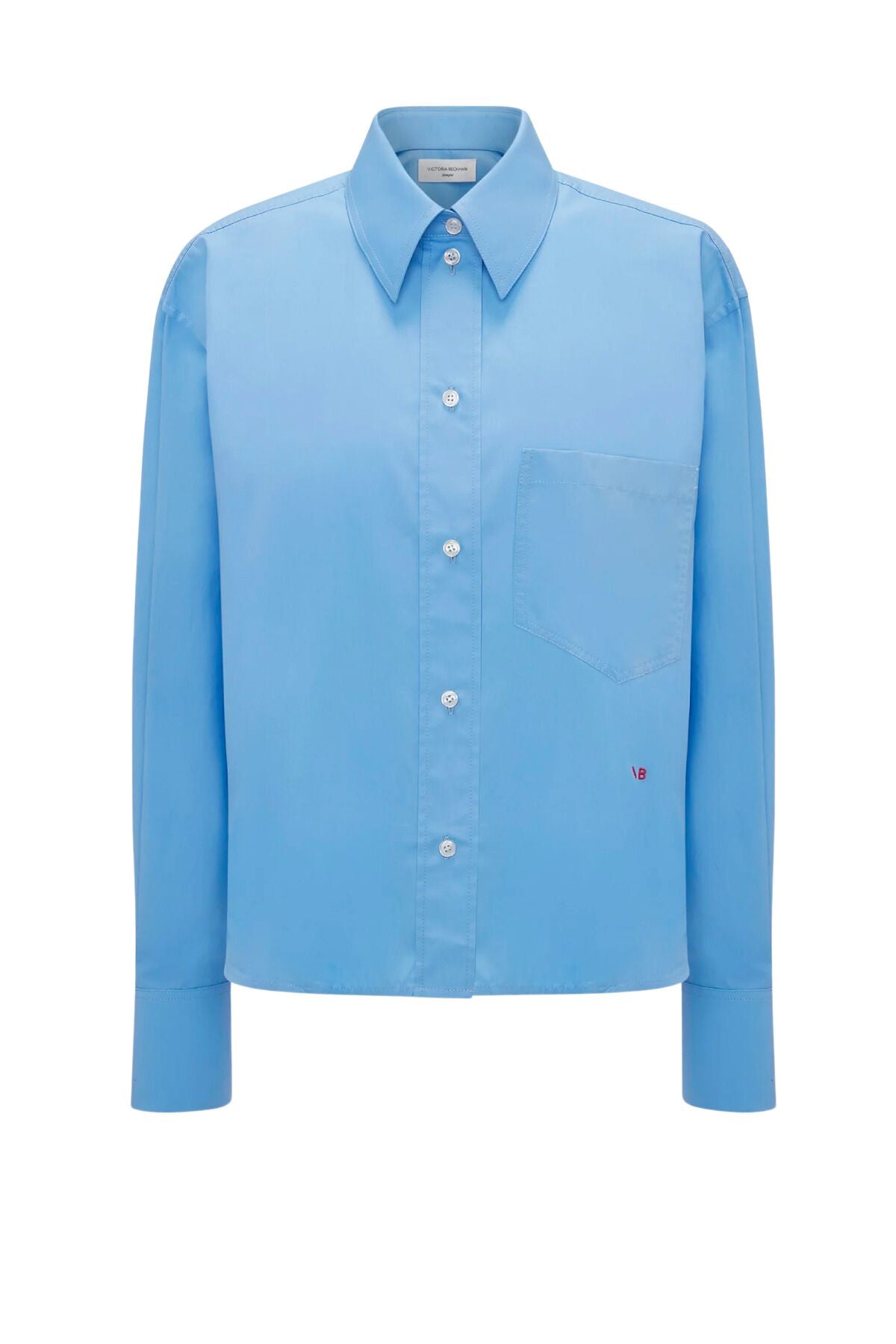 Victoria Beckham Long Sleeve Cropped Shirt - Oxford Blue