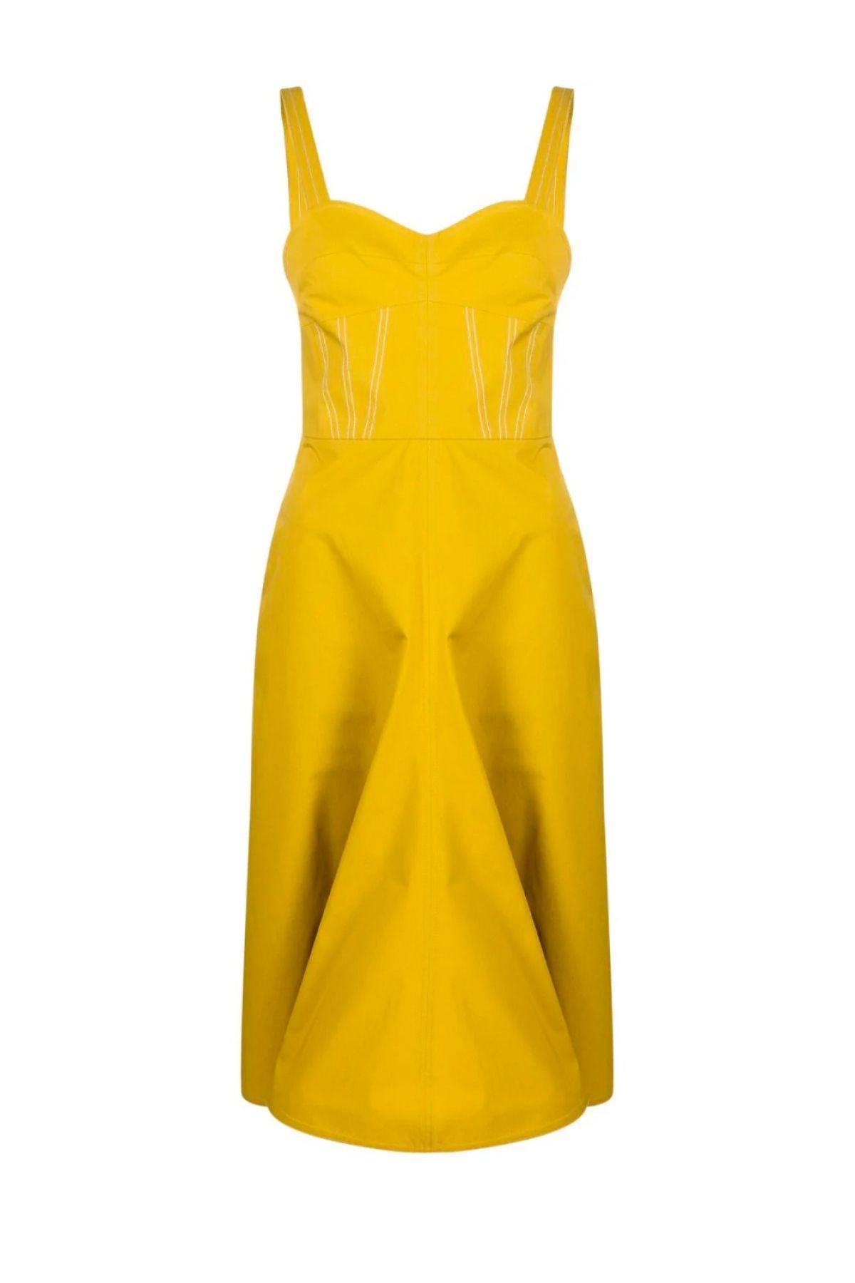 Victoria Beckham Bra Detail Cotton Dress - Yellow Ochre