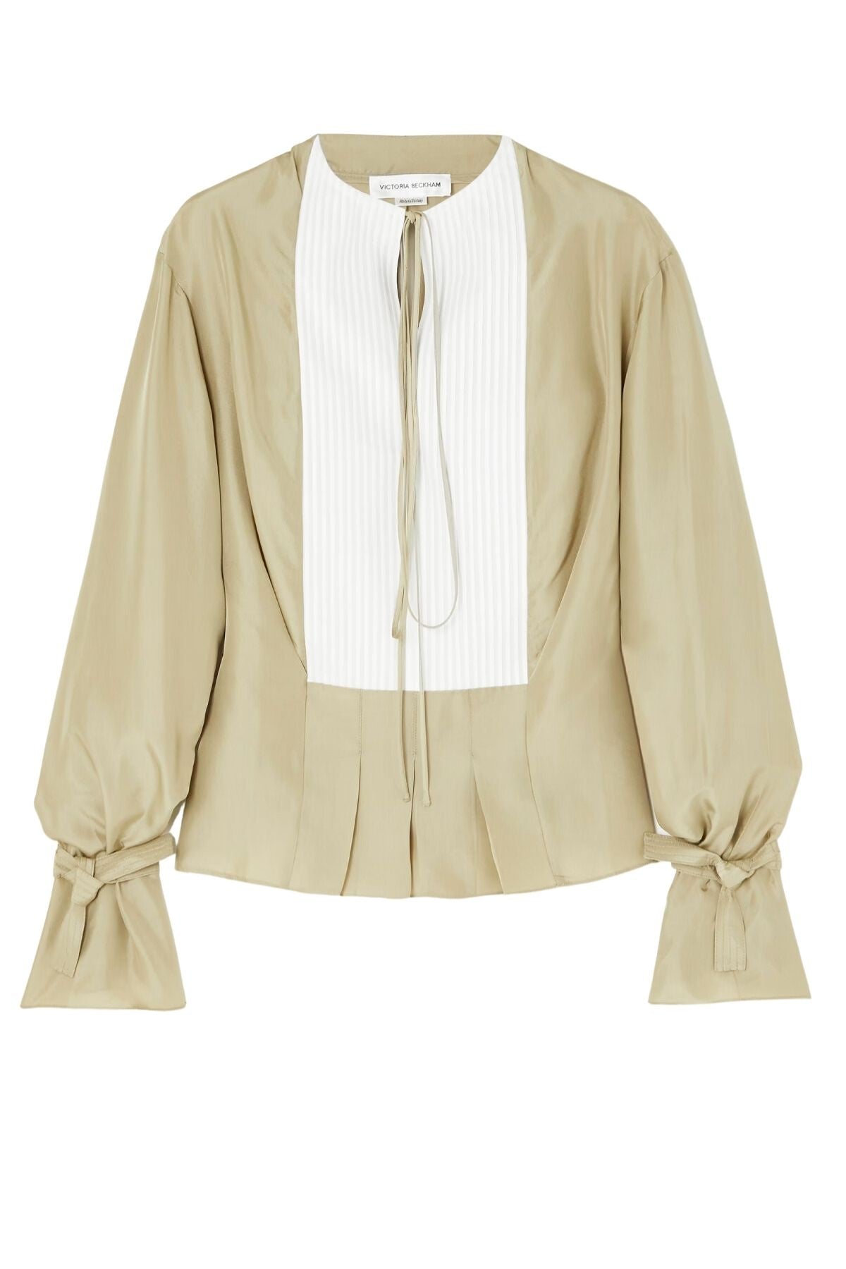 Victoria Beckham Pleat Detail Silk Blouse - Lichen Green