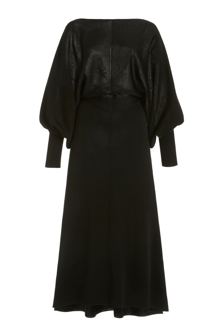 Victoria Beckham 1121KDR002367A Drape Sleeve Open Back Midi Dress - Black/ Navy