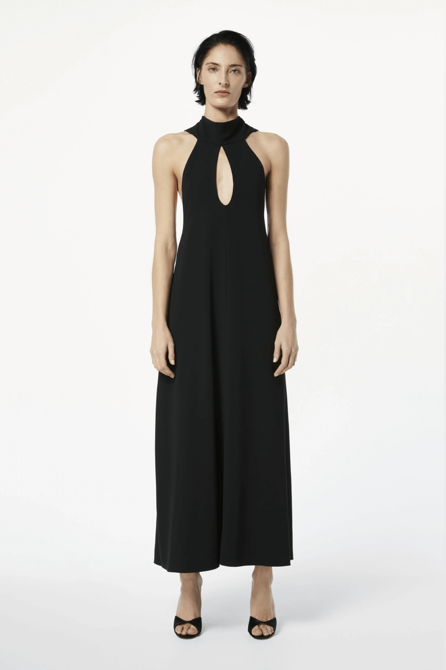 Victoria Beckham 1121WDR002328A Sleeveless Keyhole Midi Dress - Black Front