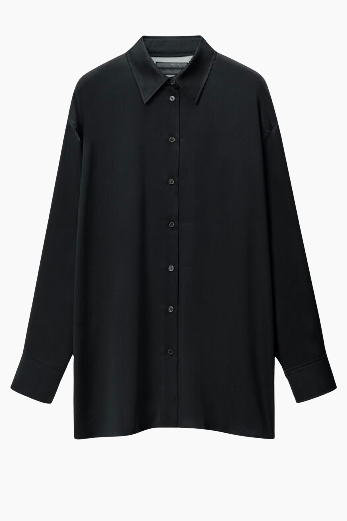 Alexander Wang Oversized Silk Shirt with Logo Cut Out - Black