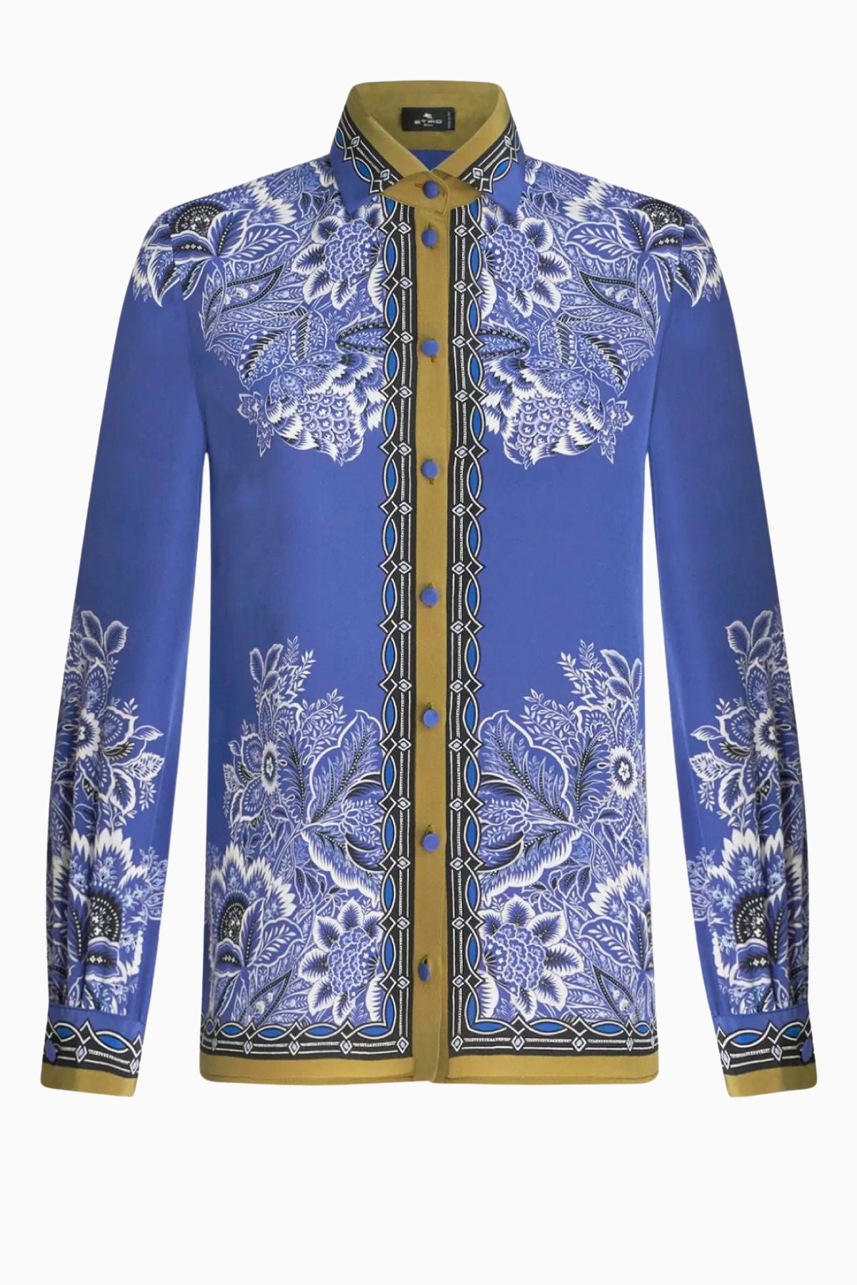 Etro Bandana Print Silk Shirt - Royal Blue