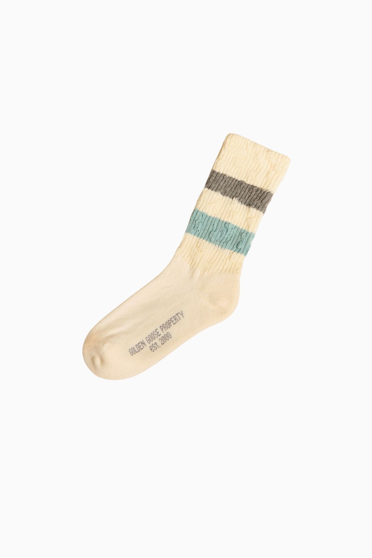 Golden Goose High Rib Striped Ripped Socks - Vintage White/ Grey