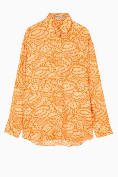 STELLA McCARTNEY コーラルプリント シルクシャツ Stella McCartney Cloud Print Oversized Silk Shirt - Multi Orange