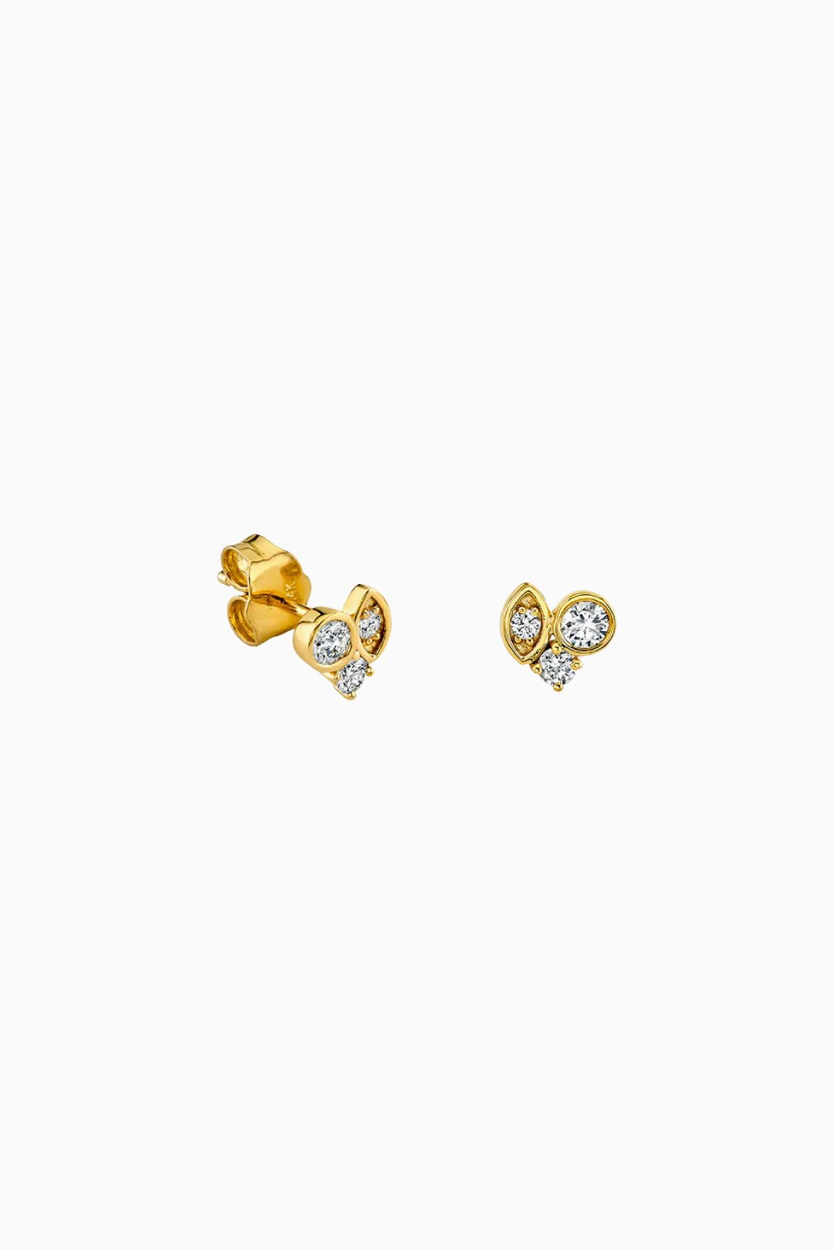 Sydney Evan Marquis Eye Cluster Stud Earrings - Yellow Gold