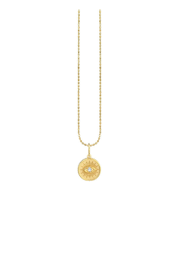 Sydney Evan Small Marquis Eye Coin Necklace Yellow Gold (4958996004999)