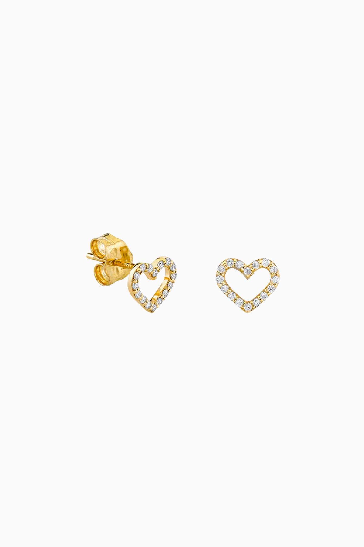 Sydney Evan Small Open Heart Earrings - Yellow Gold